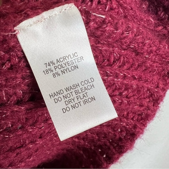 Lulus Go Cozy Burgundy Chunky Knit Puff Sleeve Red Sweater M - Cozycore, Fall - Picture 9 of 10